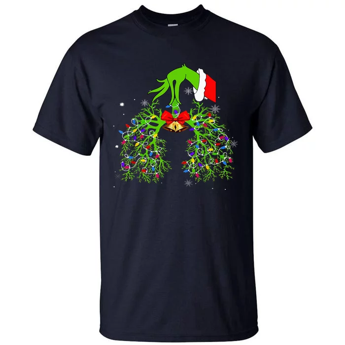 Christmas Nurse Respiratory Therapist Lung Xmas Lights Tall T-Shirt