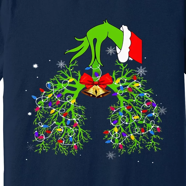 Christmas Nurse Respiratory Therapist Lung Xmas Lights Premium T-Shirt