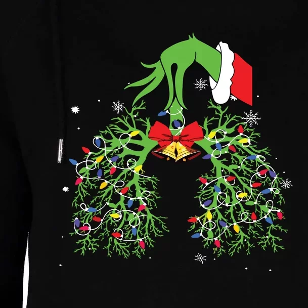 Christmas Nurse Respiratory Therapist Lung Xmas Lights Womens Funnel Neck Pullover Hood