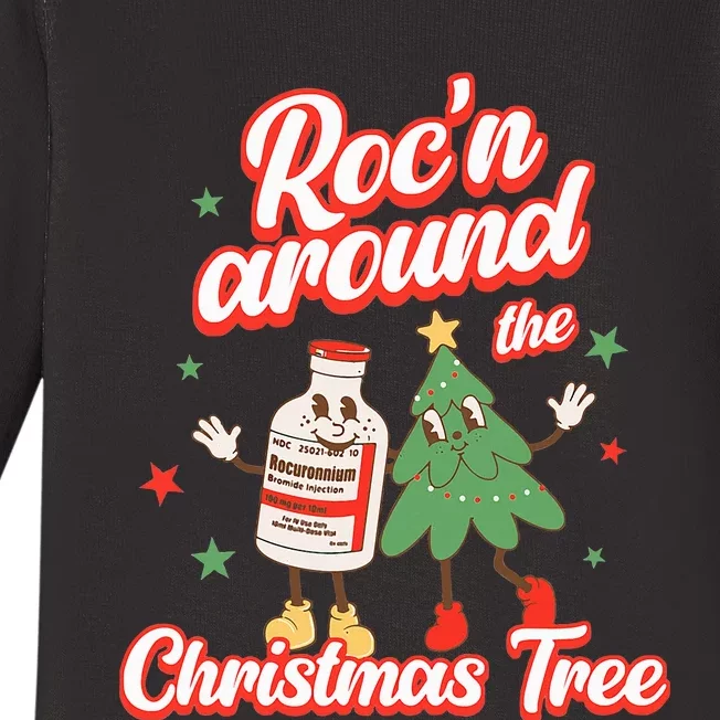 Christmas Nurse Roc'n Around The Christmas Tree NICU L&D Baby Long Sleeve Bodysuit