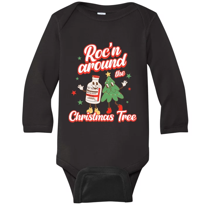 Christmas Nurse Roc'n Around The Christmas Tree NICU L&D Baby Long Sleeve Bodysuit