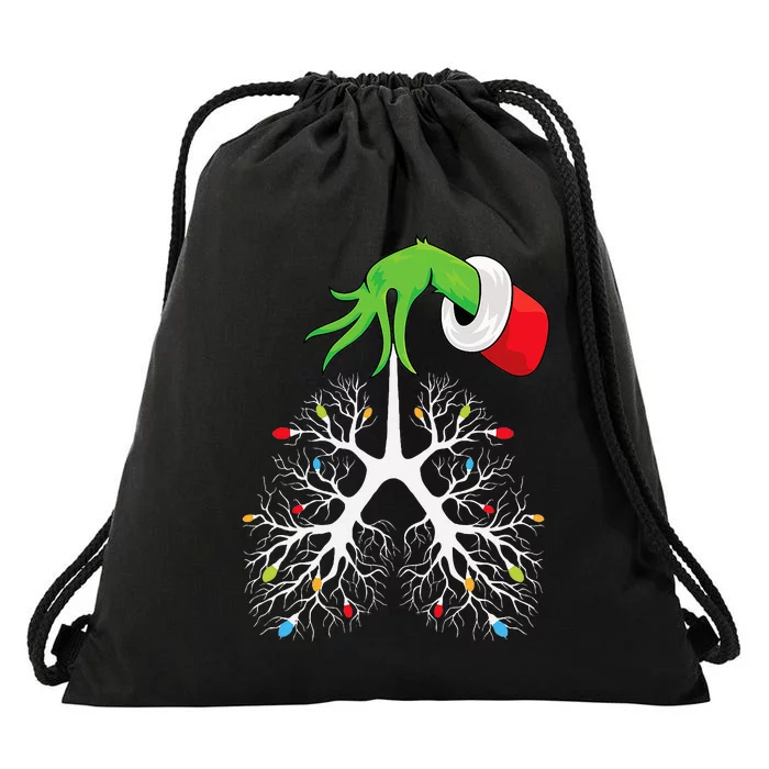 Christmas Nurse Respiratory Therapist Lung Lights Drawstring Bag