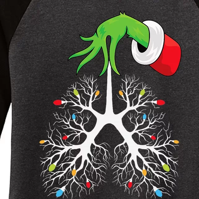 Christmas Nurse Respiratory Therapist Lung Lights Women's Tri-Blend 3/4-Sleeve Raglan Shirt