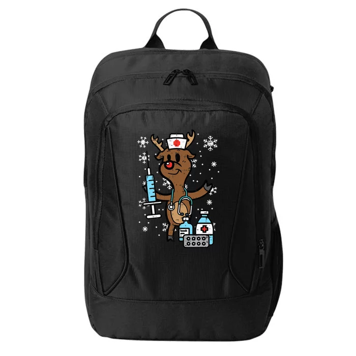 Christmas Nurse Reindeer Funny Xmas Nursing City Backpack