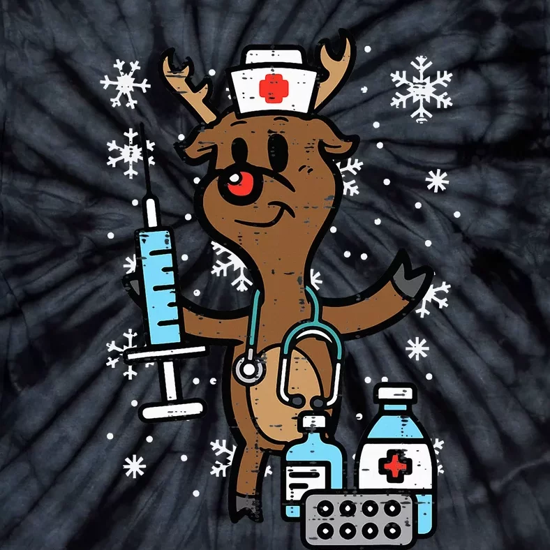 Christmas Nurse Reindeer Funny Xmas Nursing Tie-Dye T-Shirt