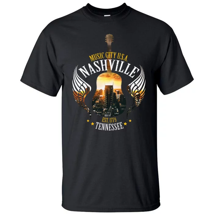 Country Nashville Retro Graphic Guitar Tall T-Shirt