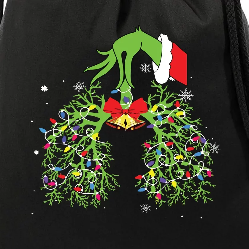 Christmas Nurse Respiratory Therapist Lung Xmas Lights Drawstring Bag