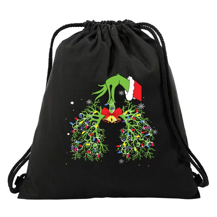 Christmas Nurse Respiratory Therapist Lung Xmas Lights Drawstring Bag