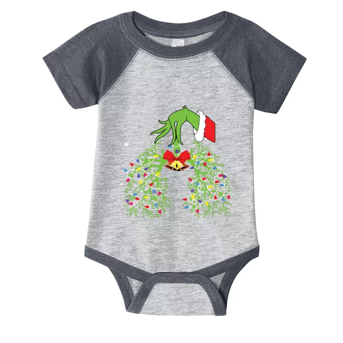 Christmas Nurse Respiratory Therapist Lung Xmas Lights Infant Baby Jersey Bodysuit