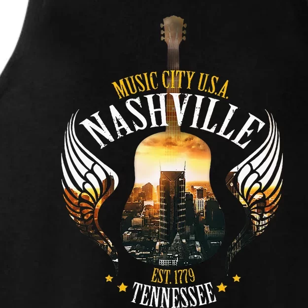 Country Nashville Retro Graphic Guitar Ladies Tri-Blend Wicking Tank