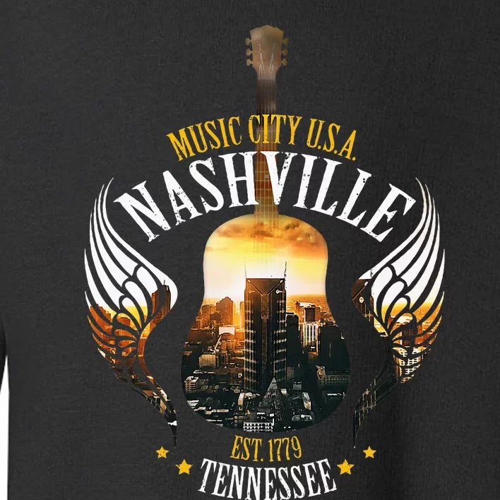 Country Nashville Retro Graphic Guitar Toddler Sweatshirt