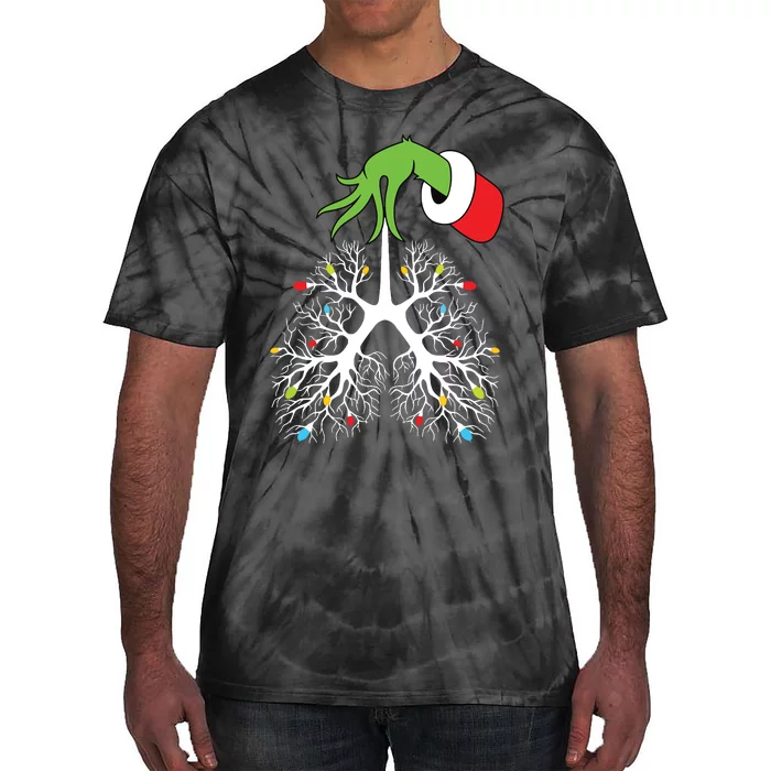 Christmas Nurse Respiratory Therapist Lung Lights Funnyxmas Tie-Dye T-Shirt