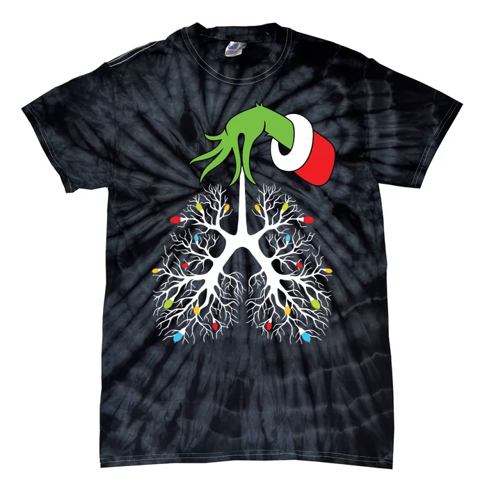 Christmas Nurse Respiratory Therapist Lung Lights Funnyxmas Tie-Dye T-Shirt