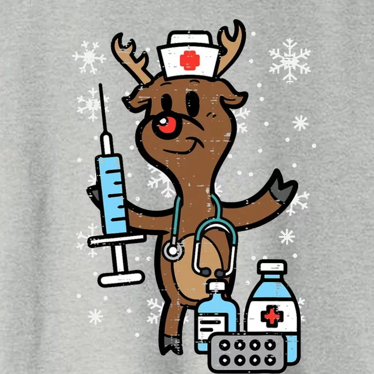 Christmas Nurse Reindeer Funny Xmas Nursing Scrub Top Women Women's Crop Top Tee