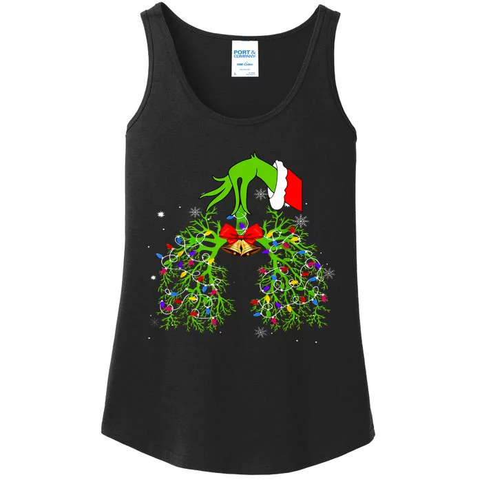 Christmas Nurse Respiratory Therapist Lung Xmas Lights Ladies Essential Tank