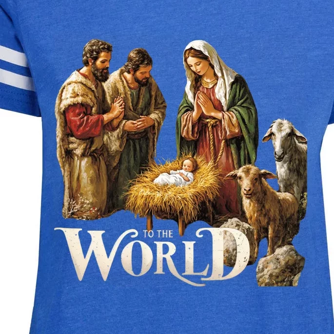 Classic Nativity Scene Religious Christmas Enza Ladies Jersey Football T-Shirt