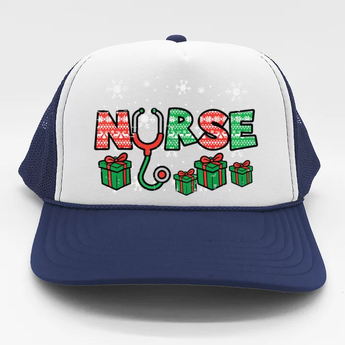 Christmas Nurse Stethoscope Xmas Nursing Scrub Top Rn Women Trucker Hat