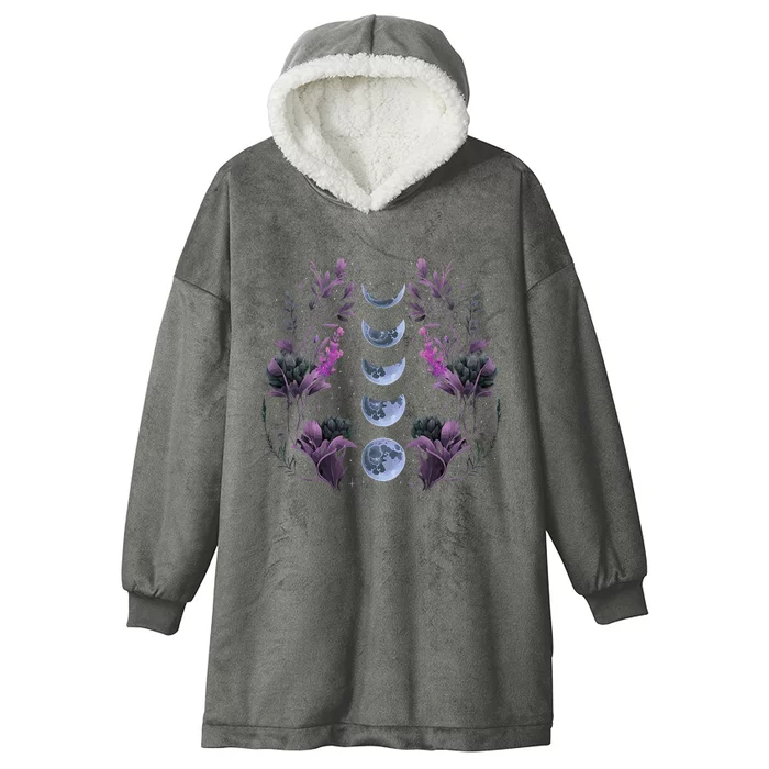 Cosmos Night Stargazers Vintage Celestial Lunar Moon Cycle Hooded Wearable Blanket