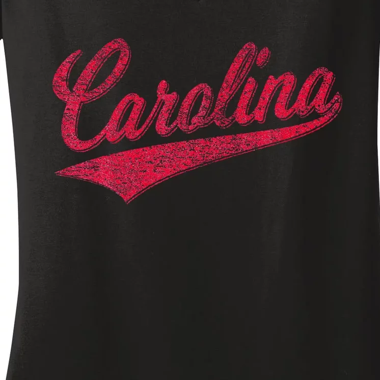 Carolina North South Varsity Script Sports Jersey Style Women's V-Neck T-Shirt