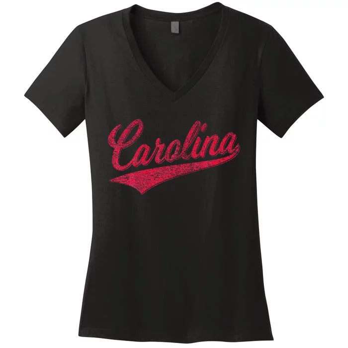 Carolina North South Varsity Script Sports Jersey Style Women's V-Neck T-Shirt