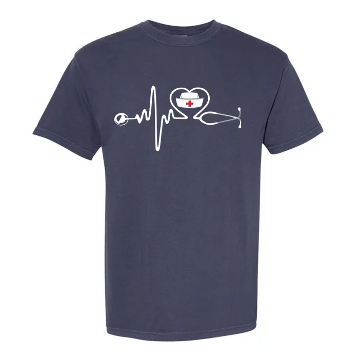 Cute Nurse Stethoscope Heartbeat Cool Gift Garment-Dyed Heavyweight T-Shirt