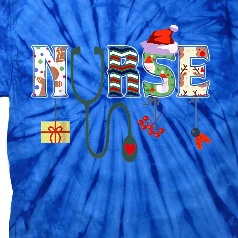 Christmas Nurse Stethoscope Christmas Santas Favorite Nurse Cute Gift Tie-Dye T-Shirt