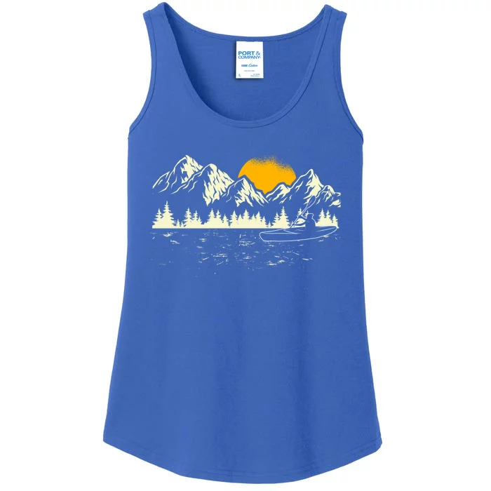 Canoe Nature Sunset Kayak Boating Kayaker Paddling Kayaking Gift Ladies Essential Tank