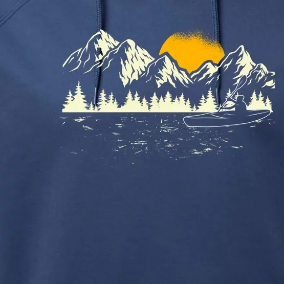 Canoe Nature Sunset Kayak Boating Kayaker Paddling Kayaking Gift Performance Fleece Hoodie