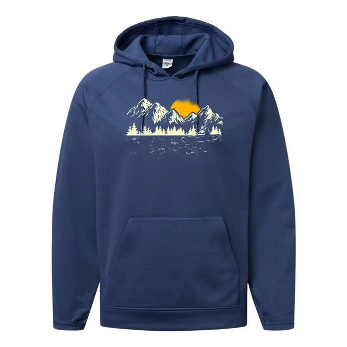 Canoe Nature Sunset Kayak Boating Kayaker Paddling Kayaking Gift Performance Fleece Hoodie