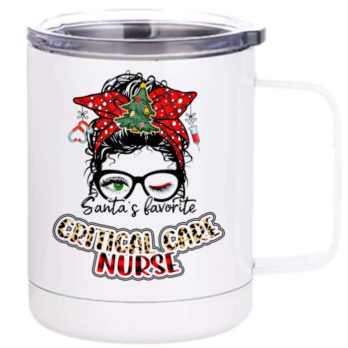 Christmas Nurse SantaS Favorite Nurse Critical Care Nurse Gift Front & Back 12oz Stainless Steel Tumbler Cup