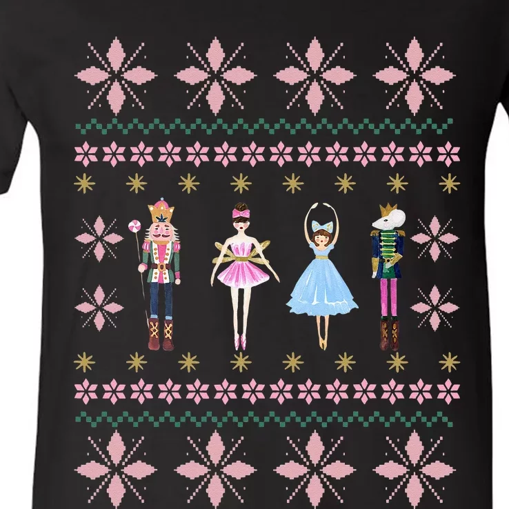 Christmas Nutcracker Squad Ballet Dance Funny Xmas Holiday V-Neck T-Shirt