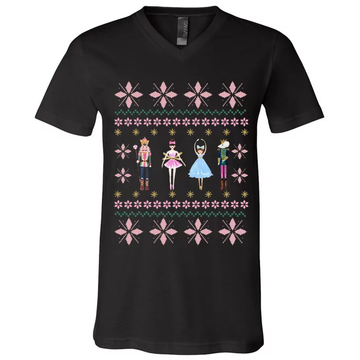 Christmas Nutcracker Squad Ballet Dance Funny Xmas Holiday V-Neck T-Shirt