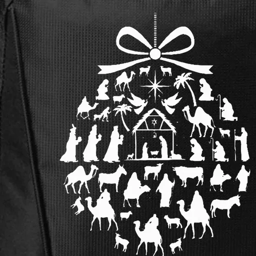 christmas nativity scene ornament City Backpack