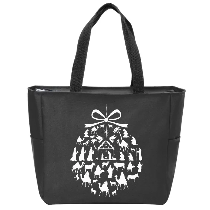 christmas nativity scene ornament Zip Tote Bag