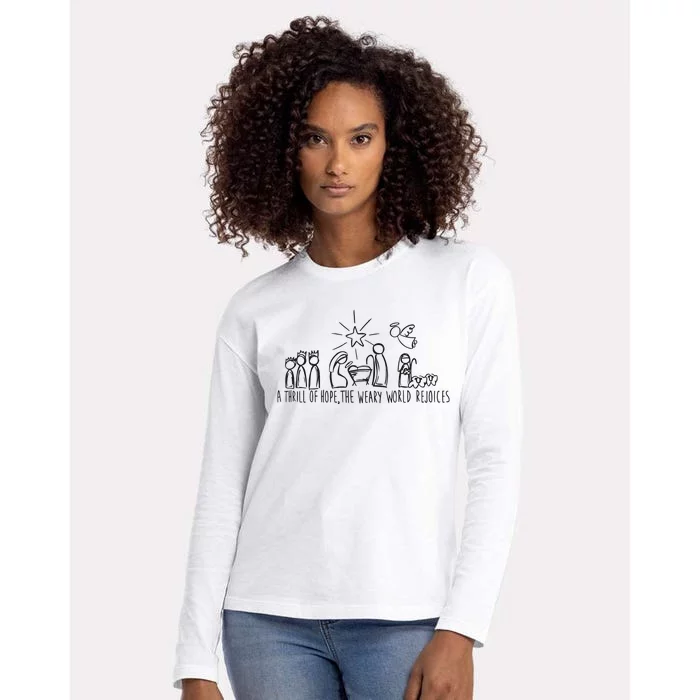 Christian Nativity Scene Womens Cotton Relaxed Long Sleeve T-Shirt