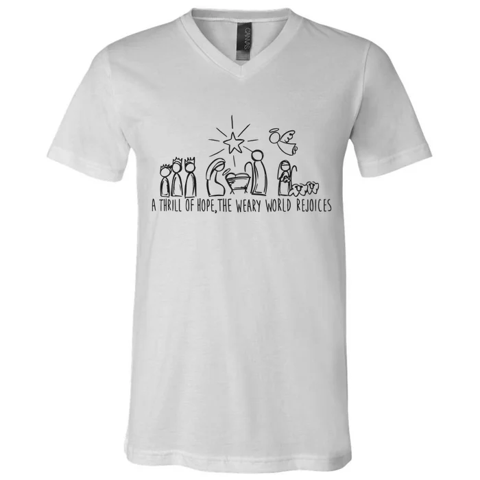 Christian Nativity Scene V-Neck T-Shirt