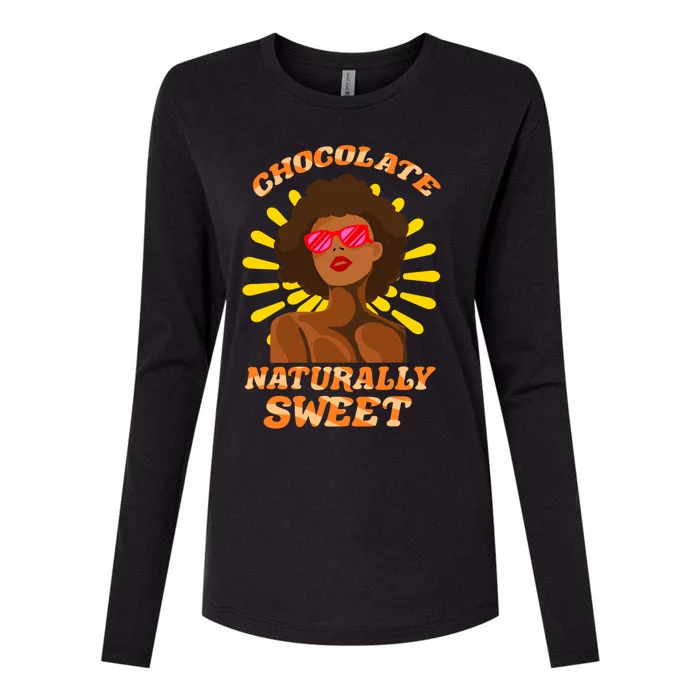 Chocolate Naturally Sweet Black History Month Gift Womens Cotton Relaxed Long Sleeve T-Shirt