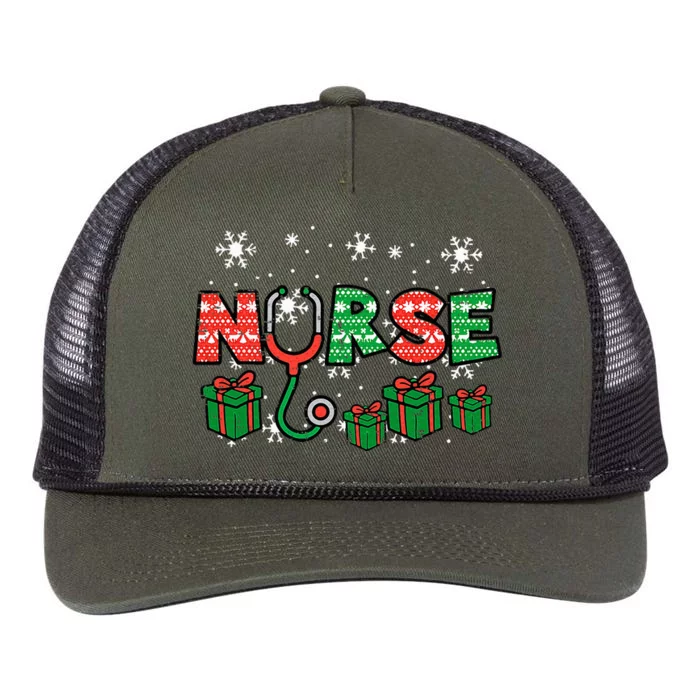 Christmas Nurse Stethoscope Xmas Nursing Scrub Top RN Retro Rope Trucker Hat Cap