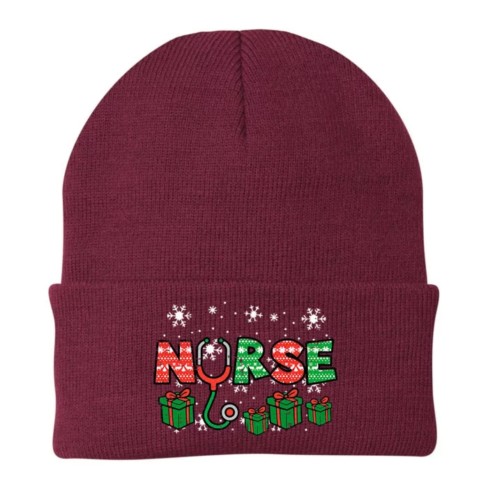 Christmas Nurse Stethoscope Xmas Nursing Scrub Top RN Knit Cap Winter Beanie