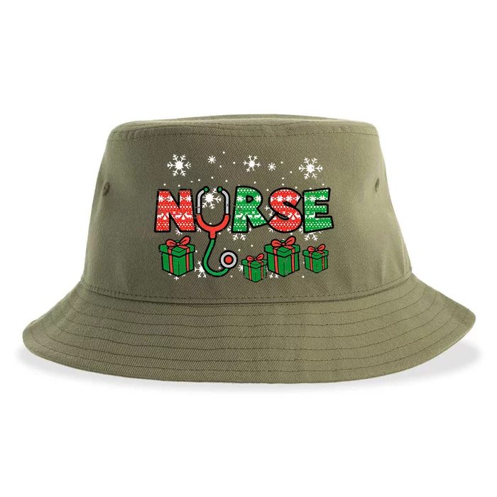 Christmas Nurse Stethoscope Xmas Nursing Scrub Top RN Sustainable Bucket Hat