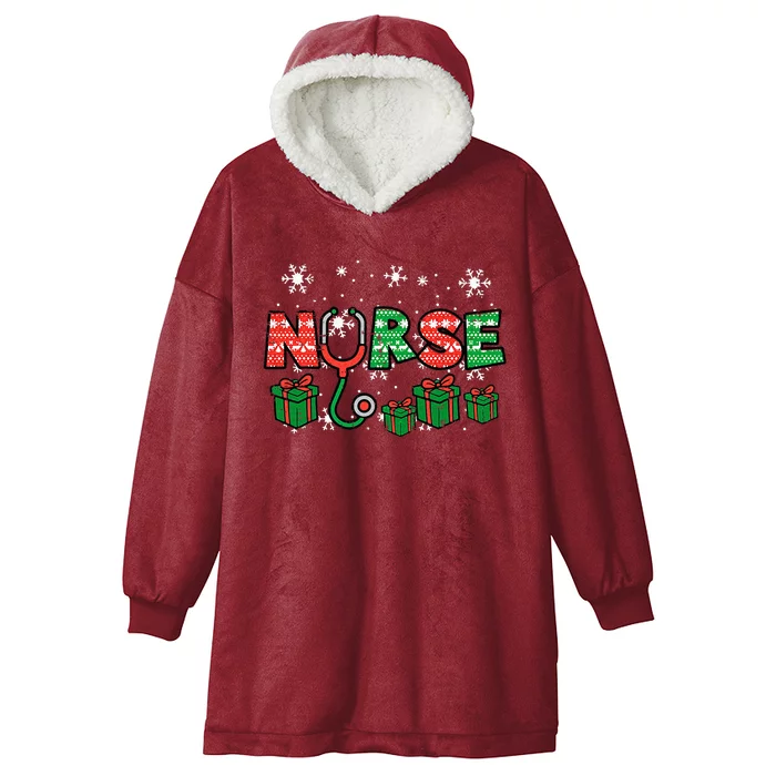 Christmas Nurse Stethoscope Xmas Nursing Scrub Top RN Hooded Wearable Blanket