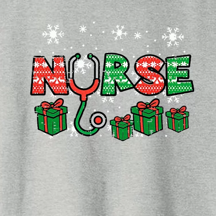 Christmas Nurse Stethoscope Xmas Nursing Scrub Top RN Women's Crop Top Tee