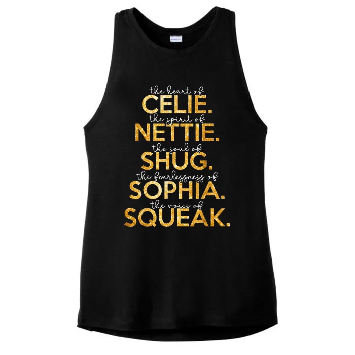 Celie Nettie Shug Sophia Squeak Ladies Tri-Blend Wicking Tank