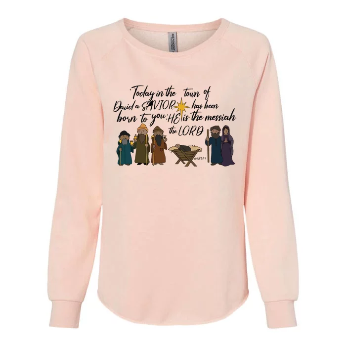 Christmas Nativity Scene Christian Women Jesus Womens California Wash Sweatshirt