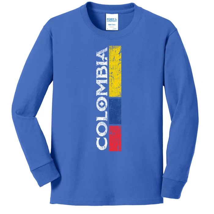 Colombia National Soccer Team Pride Flag Colombian Gift Kids Long Sleeve Shirt