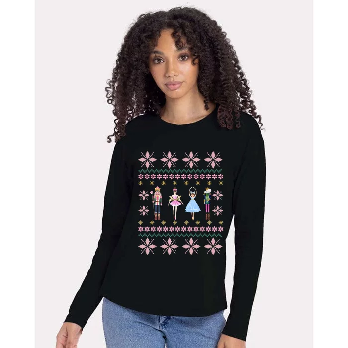 Christmas Nutcracker Squad Ballet Dance Funny Xmas Holiday Womens Cotton Relaxed Long Sleeve T-Shirt