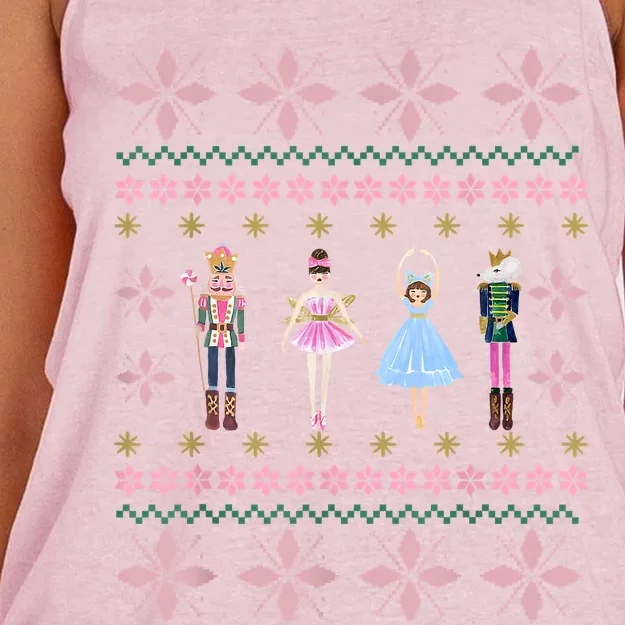 Christmas Nutcracker Squad Ballet Dance Funny Xmas Holiday Women's Knotted Racerback Tank