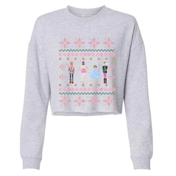 Christmas Nutcracker Squad Ballet Dance Funny Xmas Holiday Cropped Pullover Crew