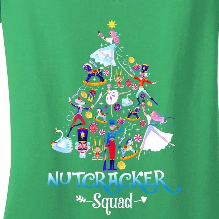 Christmas Nutcracker Squad Ballet Dance Funny Holiday Gifts Women's V-Neck T-Shirt