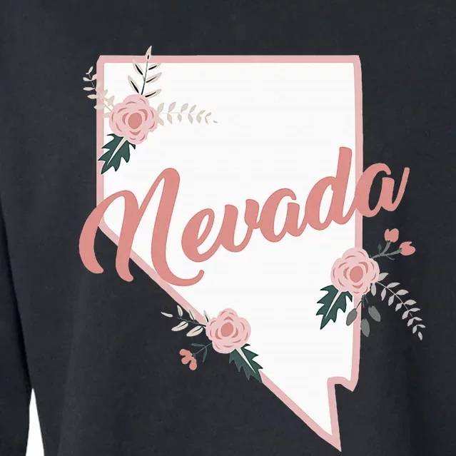 Cute Nevada State Floral Rose Cropped Pullover Crew